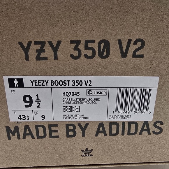 Adidas Yeezy Boost 350 V2 Carbon Beluga Shoes Mens Size 9.5 Gray Orange HQ7045